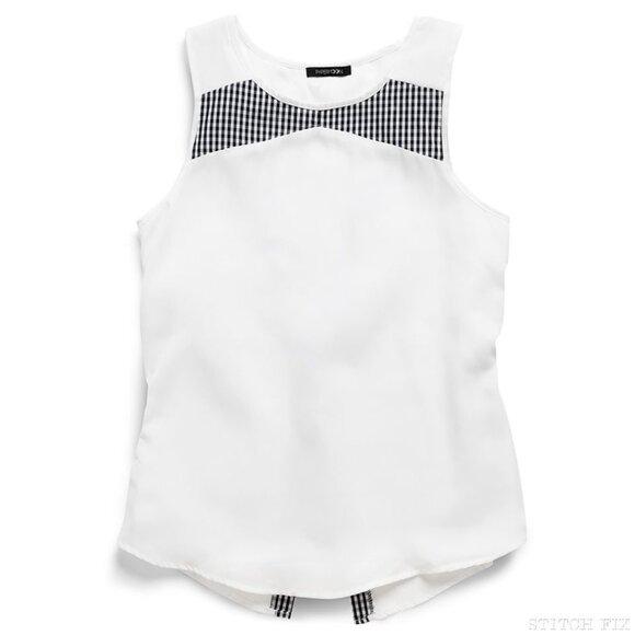 Papermoon Durango Cross Back Blouse White Navy Gingham Small - Picture 1 of 7
